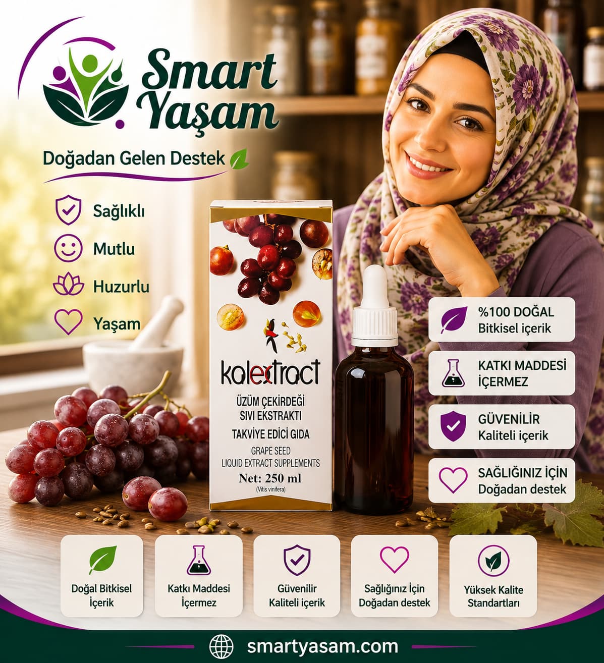 Üzüm Çekirdeği Sıvı Ekstraktı – 250 ml – Takviye Edici Gıda