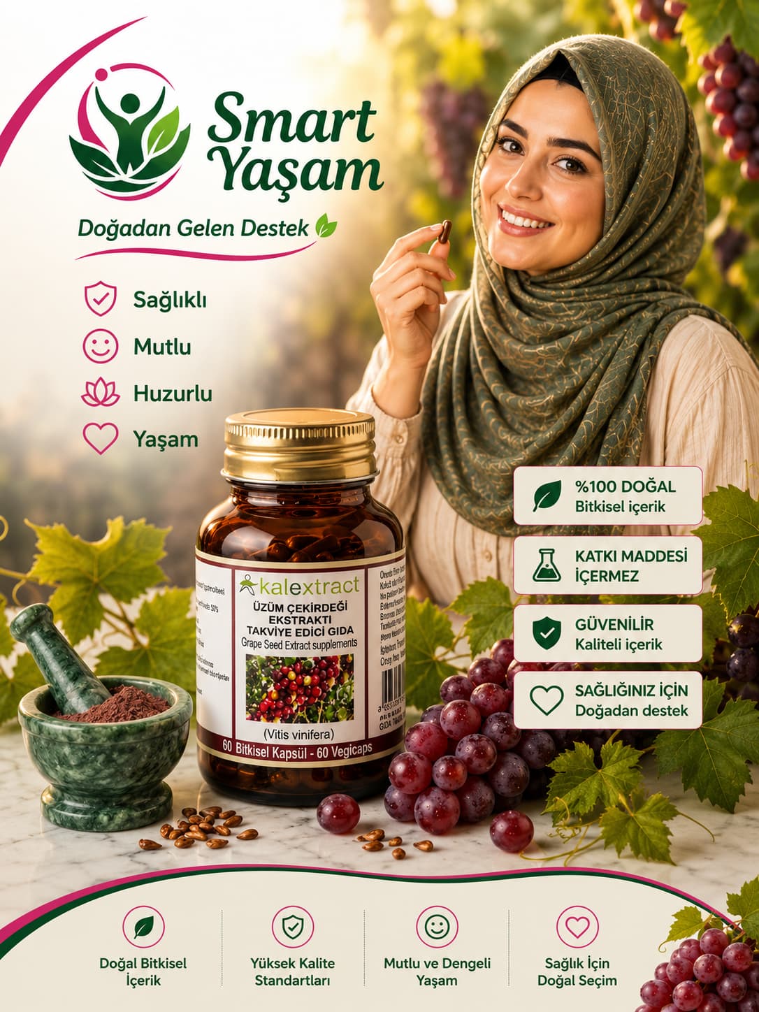 ÜZÜM ÇEKİRDEĞİ EKSTRAKTI – 60 BİTKİSEL KAPSÜL