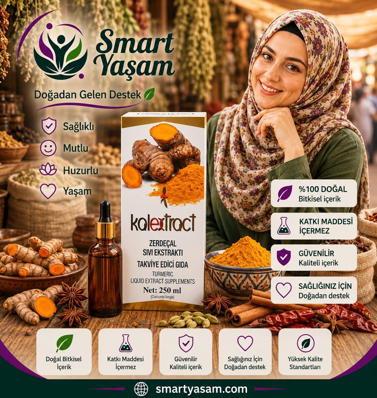 Zerdeçal Sıvı Ekstraktı – 250 ml – Takviye Edici Gıda