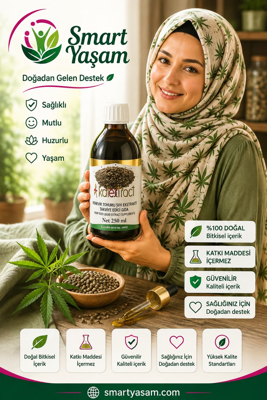 Kenevir Tohumu Sıvı Ekstraktı – 250 ml – Takviye Edici Gıda